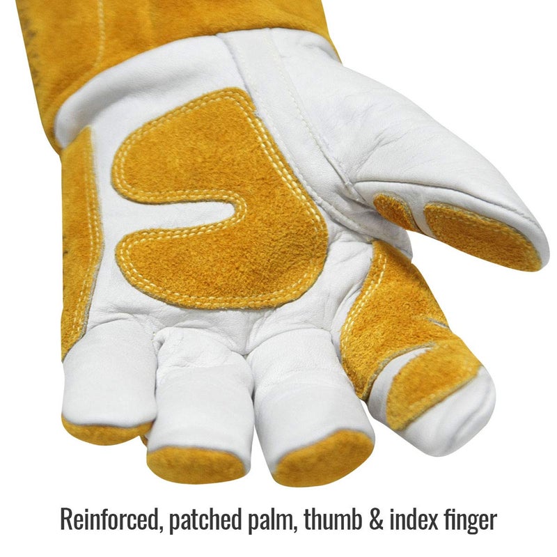 Black Stallion (GM1611-WT Top Grain Leather Cowhide MIG Welding Gloves with Reinforced Patched Palm, Thumb, and Index Finger for Extra Protection, Medium, Tan - Image 3